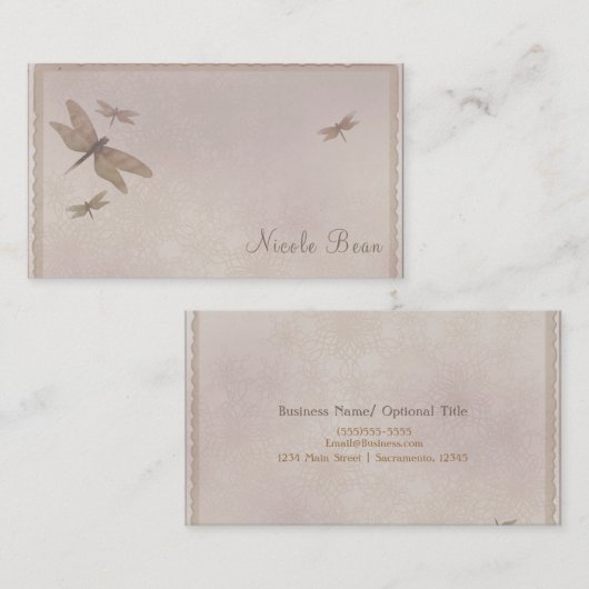 Dragonflies Dragonfly Chic Elegant Custom Visitekaartje (Voorkant / Achterkant)