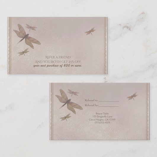 Dragonflies  Dragonfly Chic Verwijs een vriend Aanbevelingskaartje (Voorkant / Achterkant)