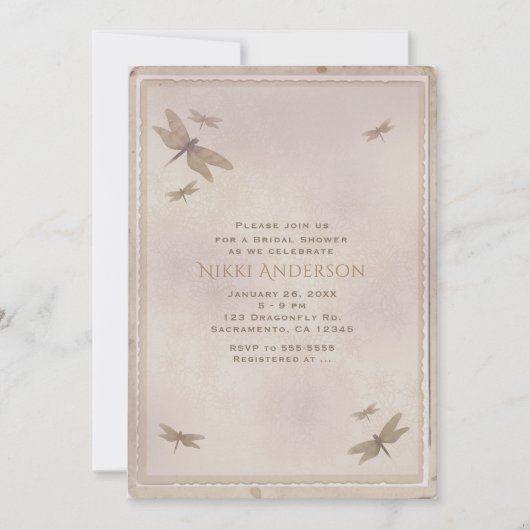 Dragonflies  Dragonfly Elegant Invitation Kaart (Voorkant)