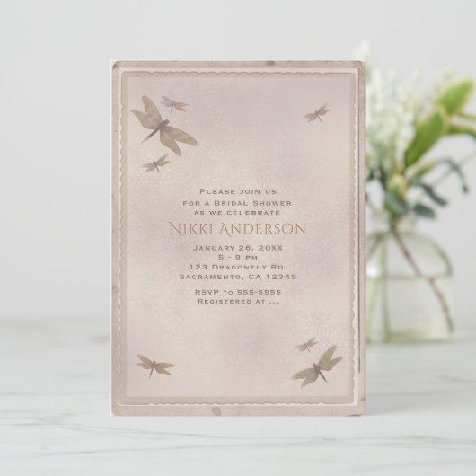 Dragonflies  Dragonfly Elegant Invitation Kaart (Staand voorkant)