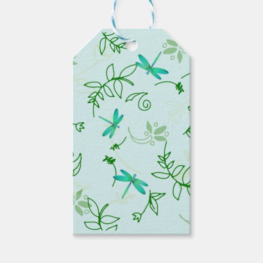 Dragonflies en bloemen Labels Cadeaulabel (Voorkant)