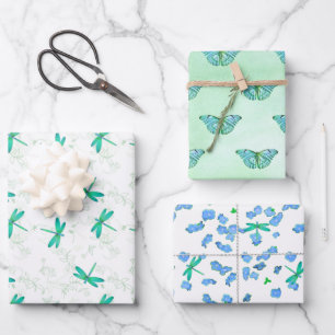 Dragonflies en Butterflies Gift Wrap Assortation Inpakpapier Vel
