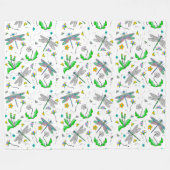 Dragonflies en Dandelions Fleece Deken (Voorkant (Horizontaal))