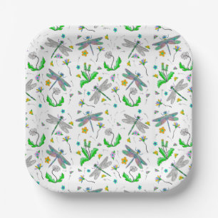 Dragonflies en Dandelions Papieren Bordje