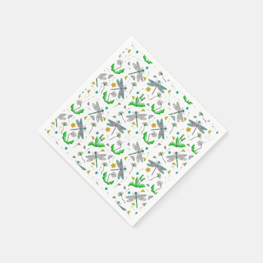 Dragonflies en Dandelions Servet (Hoek)