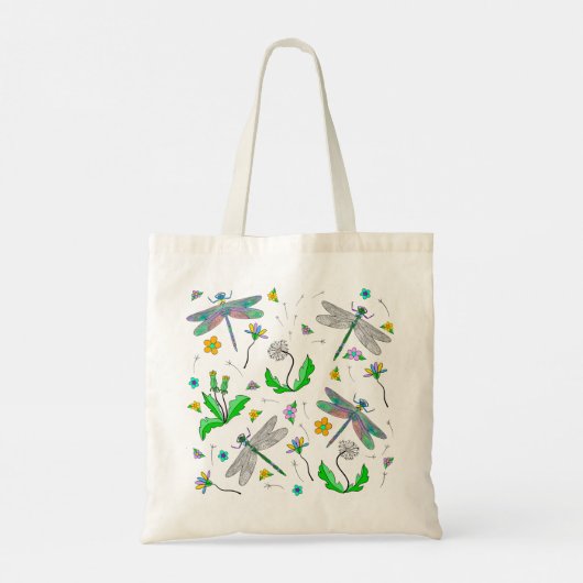 Dragonflies en Dandelions Tote Bag (Achterkant)