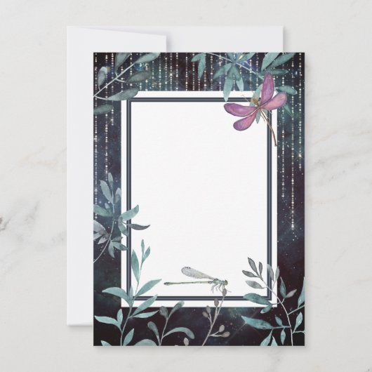 Dragonflies en Liights Evening Garden Wedding Save The Date (Achterkant)