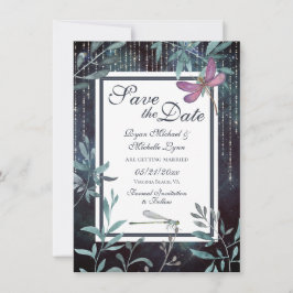 Dragonflies en Liights Evening Garden Wedding Save The Date