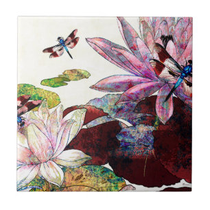 DRAGONFLIES EN LOTUS.jpg Tegeltje