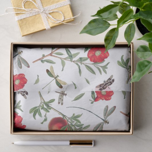 Dragonflies en Pomegranates Pattern Decoupage Tissuepapier (Geschenk)
