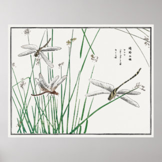 Dragonflies en Reed Grass van Morimoto Toko, Poster