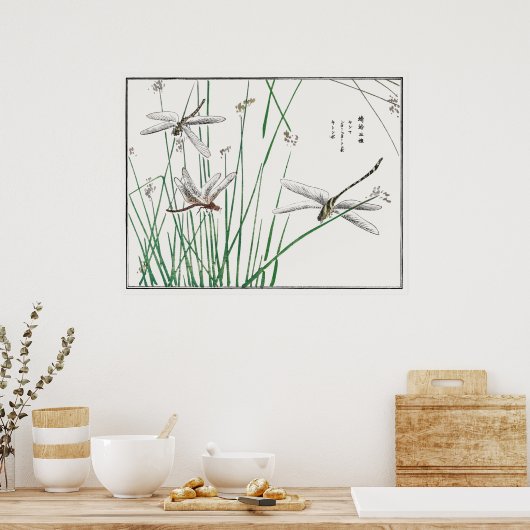 Dragonflies en Reed Grass van Morimoto Toko, Poster (Keuken)