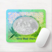 Dragonflies en roze Daisy Flowers Foto Lijst Muismat (Met muis)