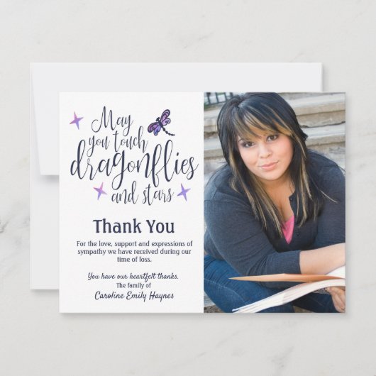 Dragonflies en sterren Dank u voor de begrafenissy Bedankkaart (Voorkant)