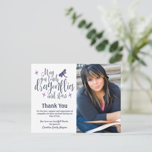 Dragonflies en sterren Dank u voor de begrafenissy Bedankkaart (Staand voorkant)