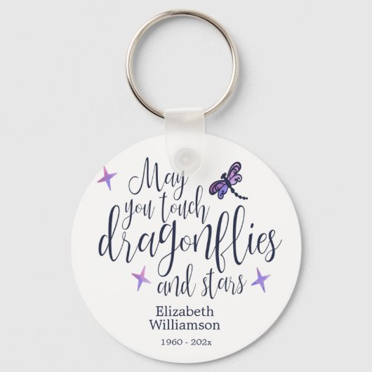 Dragonflies en sterren Quote Memorial Sleutelhanger (Voorkant)