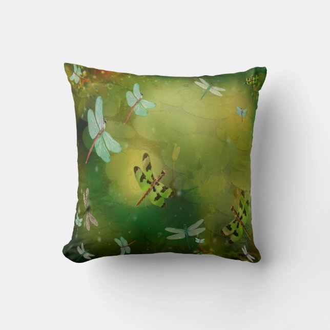 Dragonflies en Water Lillies Artwork Kussen (Voorkant)