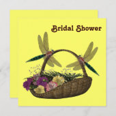 Dragonflies Flowers Bridal Shower Invitation Kaart (Voorkant / Achterkant)