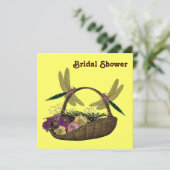 Dragonflies Flowers Bridal Shower Invitation Kaart (Staand voorkant)