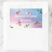 Dragonflies geloven rechthoekige sticker (Tas)