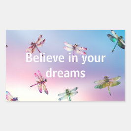 Dragonflies geloven rechthoekige sticker