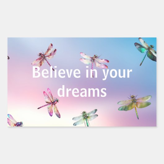 Dragonflies geloven rechthoekige sticker (Voorkant)