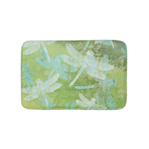 Dragonflies Green Blauwgroen Cream Patroon Badmat
