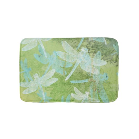 Dragonflies Green Blauwgroen Cream Patroon Badmat (Voorkant)