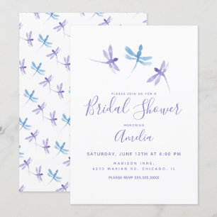 Dragonflies Handbeschilderd Paars blauw Vrijgezell Kaart