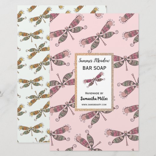 Dragonflies Handgemaakte Zeep Product Gerecycleerd Briefpapier (Voorkant / Achterkant)