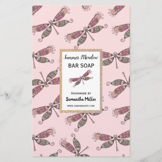 Dragonflies Handgemaakte Zeep Product Gerecycleerd Briefpapier (Voorkant)