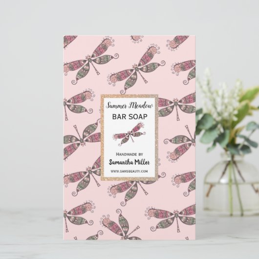Dragonflies Handgemaakte Zeep Product Gerecycleerd Briefpapier (Staand voorkant)