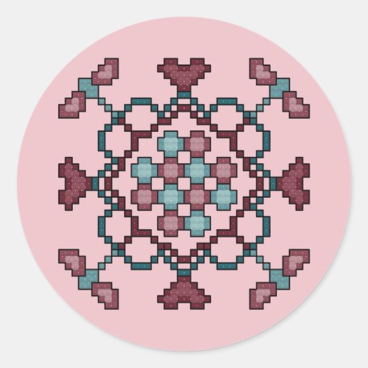 Dragonflies, Hearts & Circles Cross Stitch Sticker (Voorkant)