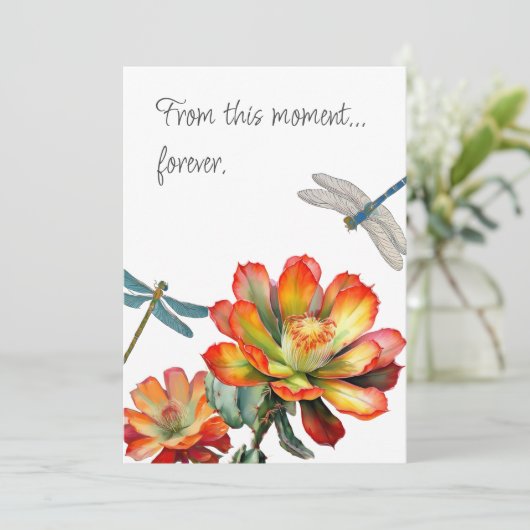 Dragonflies houden voor altijd van huwelijksuitnod kaart (Staand voorkant)