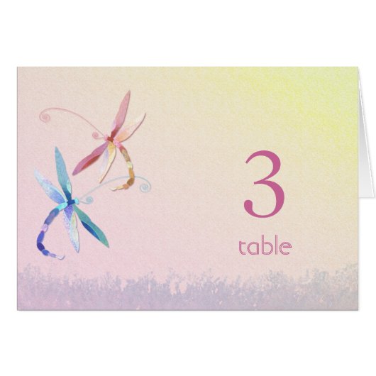 Dragonflies in Love Wedding Table Number Kaart (Voorkant Horizontaal)