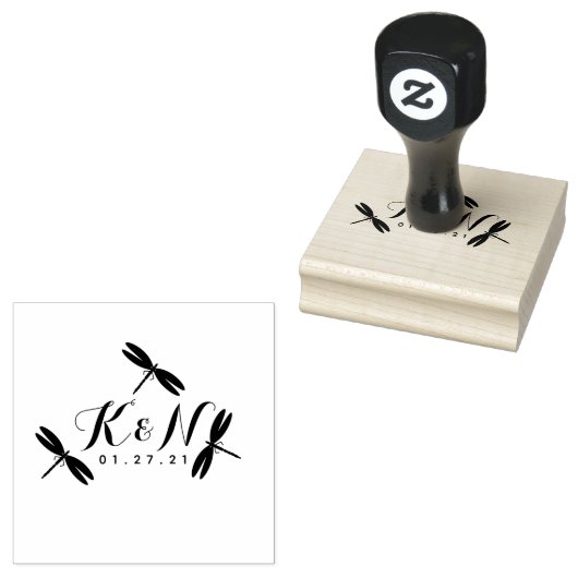 Dragonflies Initiaal Logo Bindend Rubberstempel (Gestempeld)