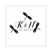 Dragonflies Initiaal Logo Bindend Rubberstempel (Afrduk)