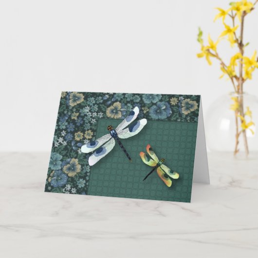 Dragonflies Kaart (Gele Bloem)