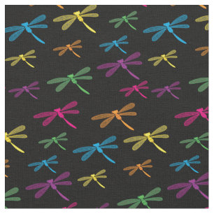 Dragonflies Kleurrijke Dragonfly Rainbow Black Stof