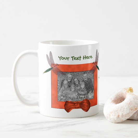 Dragonflies Lijst Aangepaste foto toevoegen Koffiemok (Met donut)