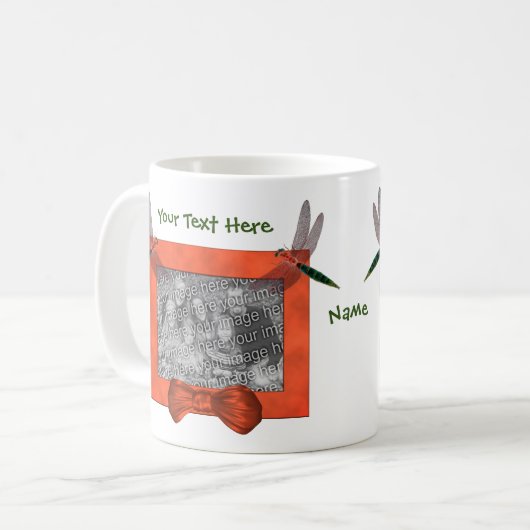 Dragonflies Lijst Aangepaste foto toevoegen Koffiemok (Voorkant links)