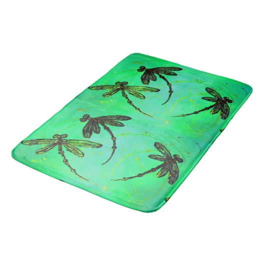 Dragonflies Lime Green Twist Badmat (Gekanteld)