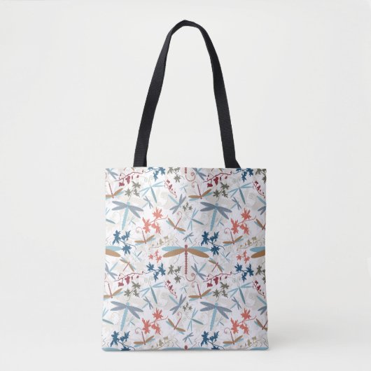 Dragonflies multi-gekleurd patroon tote bag (Voorkant)
