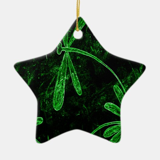 Dragonflies Neon Green Keramisch Ornament (Voorkant)