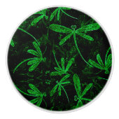 Dragonflies Neon Green Keramische Knop (Voorkant)