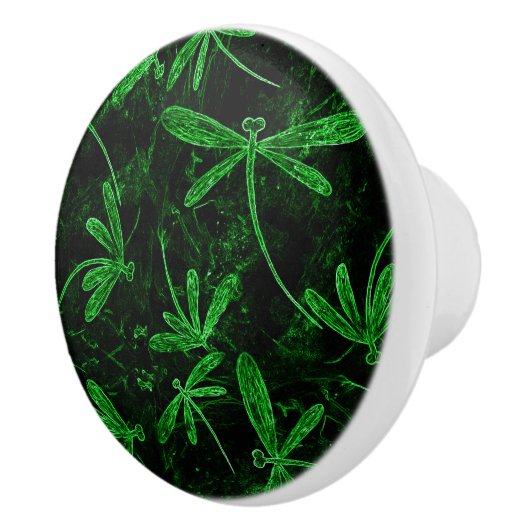 Dragonflies Neon Green Keramische Knop (Rechts)