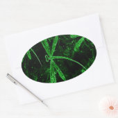 Dragonflies Neon Green Ovale Sticker (Envelop)