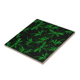 Dragonflies Neon Green Tile Tegeltje