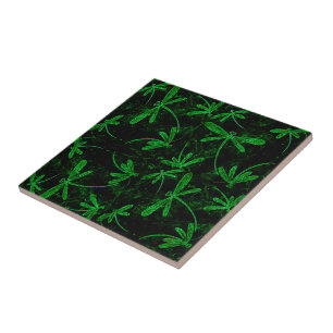 Dragonflies Neon Green Tile Tegeltje