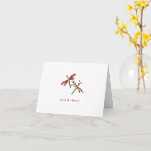 Dragonflies Note Kaart (Gele Bloem)